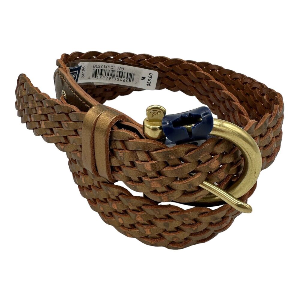 Sperry Top-Sider Bronze Genuine Leather Braided Belt Size Medium